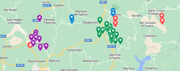 bicazione epicentri sciame pre e post master, epicentro terremoto 28 marzo, traccia faglie Ripabottoni e San Giuliano di Puglia