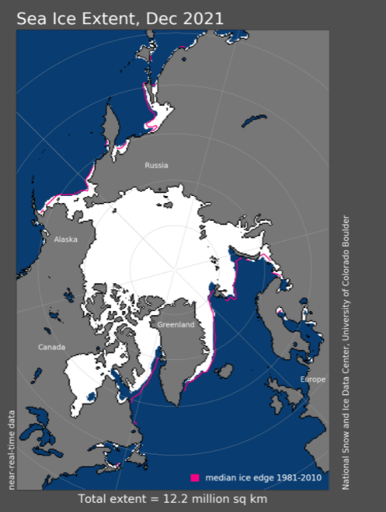 Estensione ghiacci marini antartici dicembre 2021