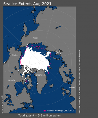 Estensione ghiacci marini artici agosto 2021