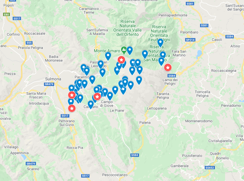 Mappa epicentri terremoti Maiella dal 2006 ad oggi